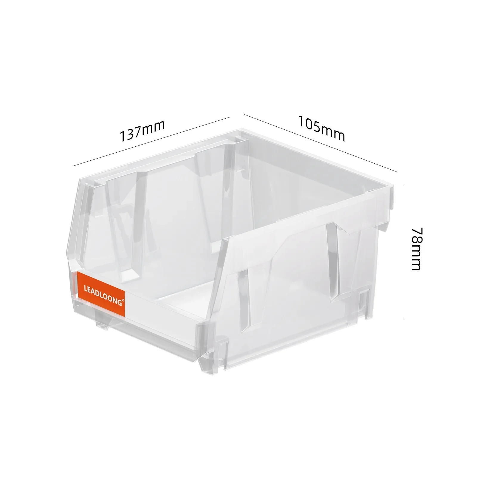 LEADLOONG V1 Transparent Stackable Bin 6/24pcs 3.5x10.5x7.6cm/5x4x3in Plastic Storage Box for small parts Hanging Bin Containers