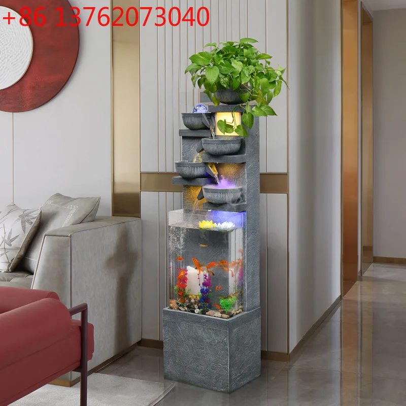 

Flowing water ornaments, rockery, fish tank, fountain, water feature landing in the living room