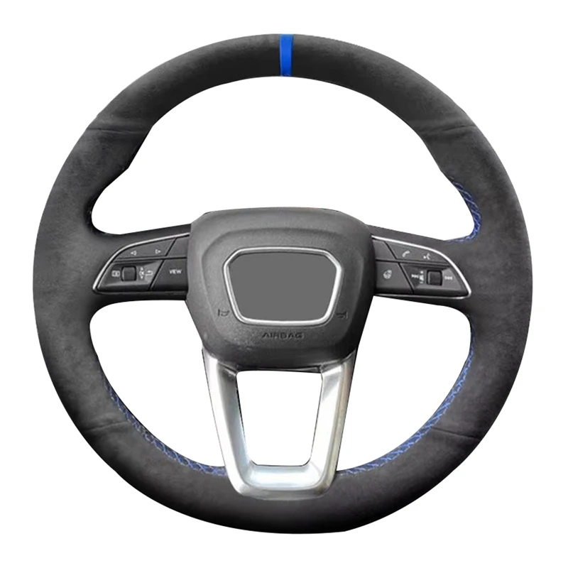 

Для Audi A3 S3 8Y A4 S4 B9 A5 S5 Q2 Q3 F3 Q5 FY SQ5 Q7 4M SQ7 Q8 SQ8 RSQ8 (O Shape) Замшевая кожаная накладка на руль автомобиля