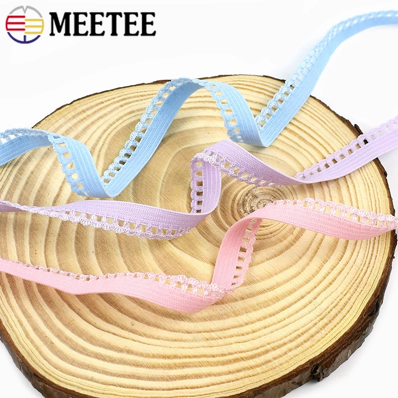 

10/20/50M 10mm Colored Rubber Bands Bar Lace Elastic Band Clothes Underwear Strap Stretch Ribbon Webbing Tape Sewing Accessories