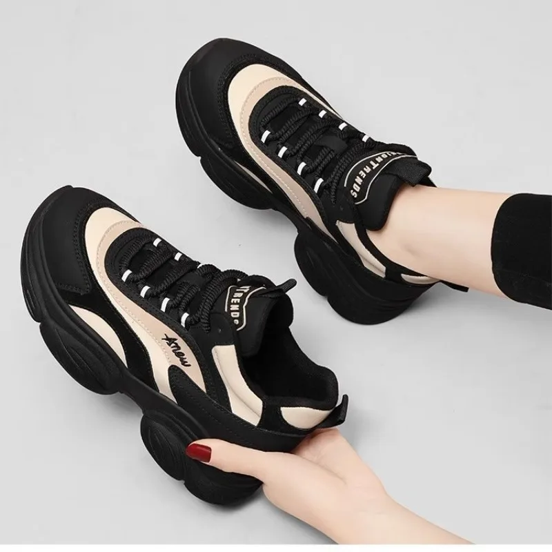 

Ladies Vulcanized Shoes Ins Korean Version New High Top Dad Shoes Student Running Sports Thick Sole Height Increasing Casual