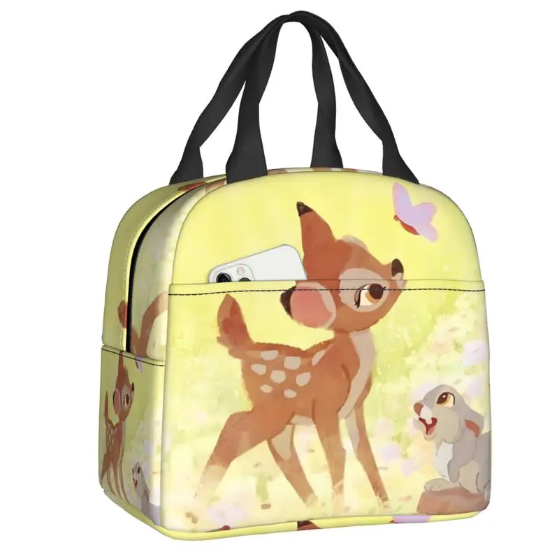 

Custom Bambi Lunch Bag Men Women Classical Printing Animal Warm Cooler Insulated Lunch Boxes for Adult Office