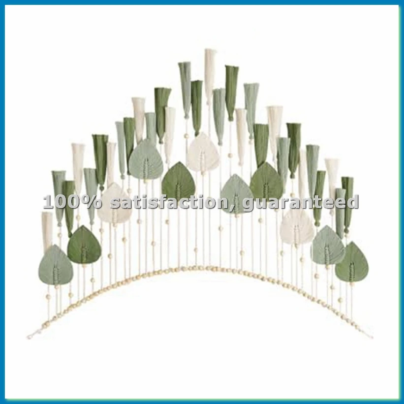 

Настенный декор из макраме в виде листьев - большой шикарный настенный декор в стиле бохо, тканый настенный гобелен с листьями и кисточками для дома и офиса - AT35