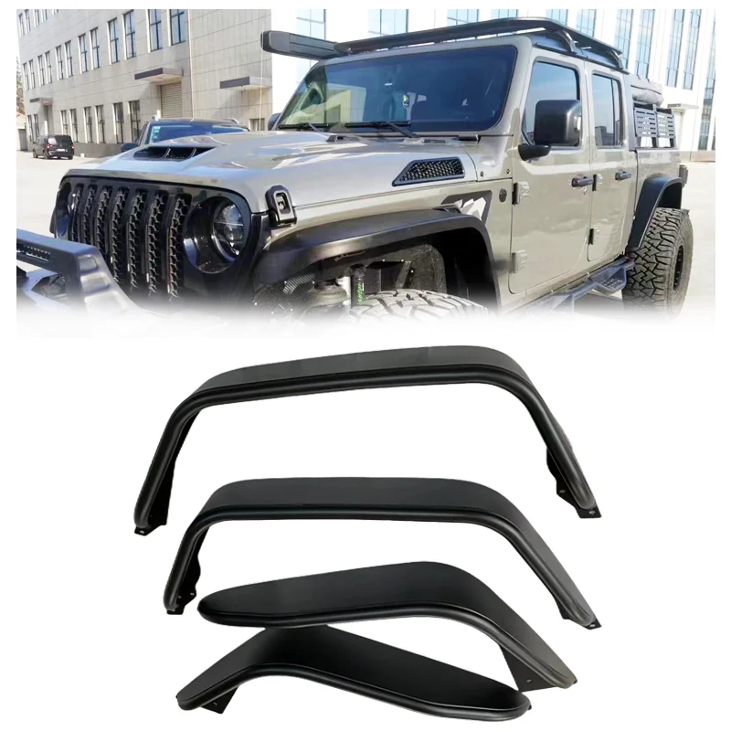 Spedking new design Car Offroad 4x4 Auto Accessories JT 4 door Aluminum  fender flares with light for jeeps Gladiator