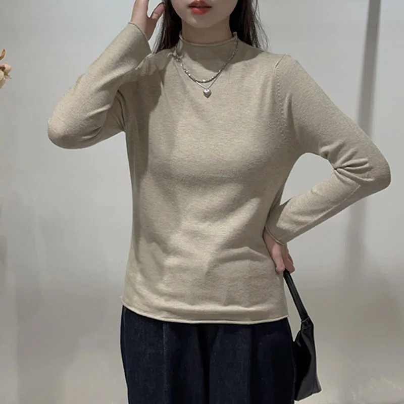 Sweter damski dziergany, pulower, nowy, długi rękaw, golf, biały sweter dziergany, pulower damski, topy, swetry, swetry damskie Q1428