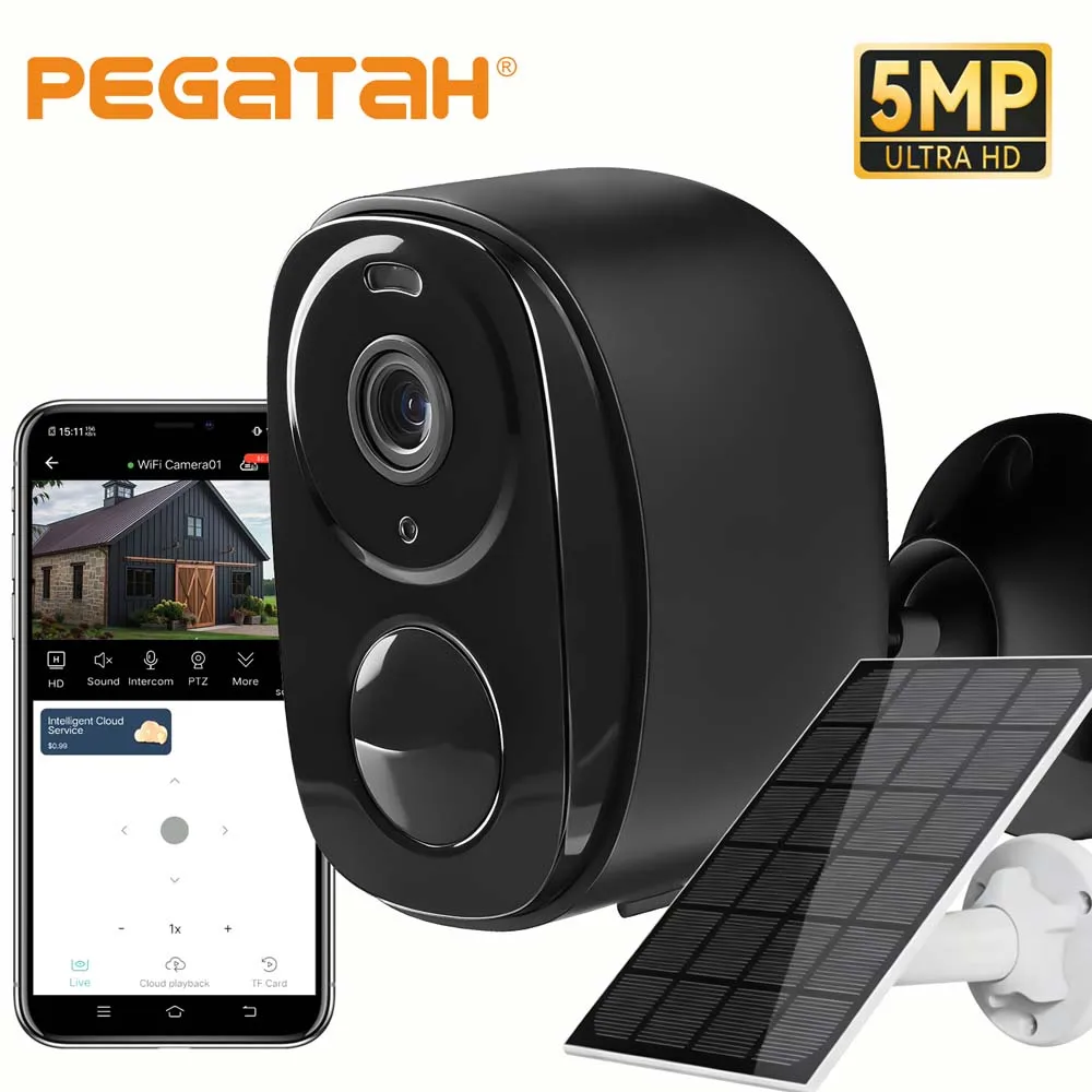

5MP 4G Solar Camera WiFi Wireless IP Security Camera Outdoor Surveillance Night Vision Battery Waterproof Two-Way Audio Tracking