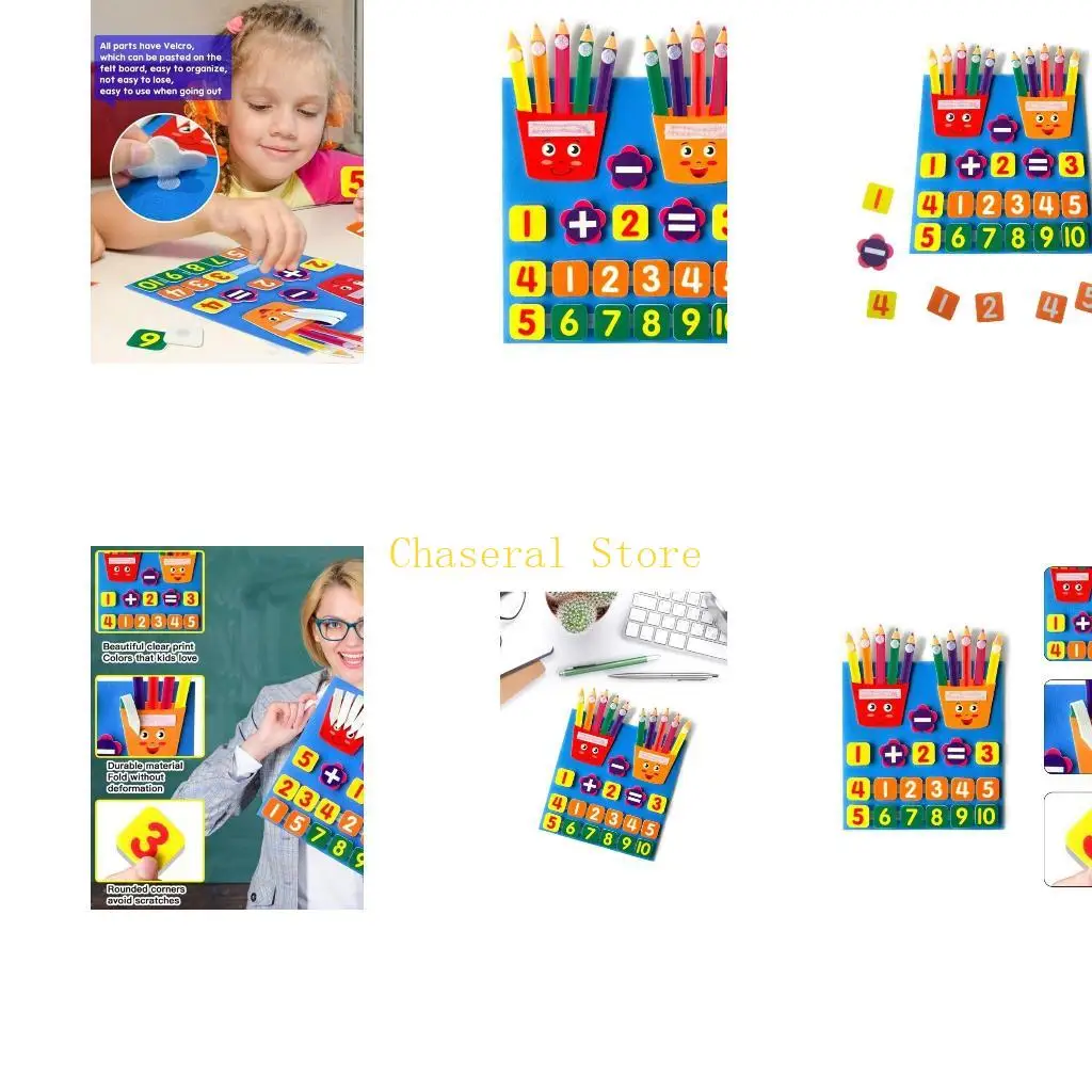 E7CE tablero Número fieltro para niños pequeños, Juegos Matemáticas adición y suposición enseñanza