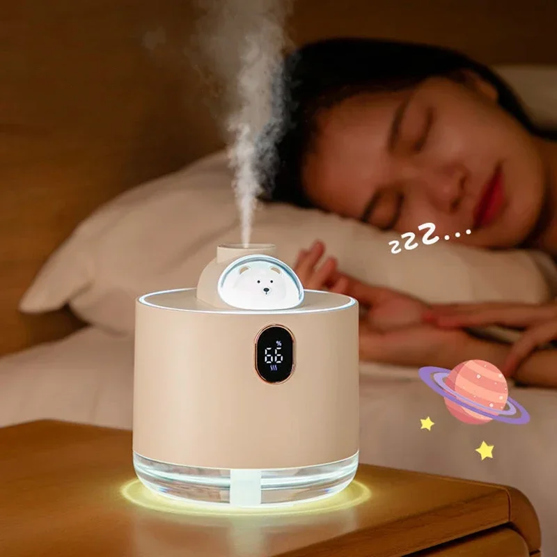 

Cute Bear Wireless Air Humidifier USB with LED Lamp 500ML Portable Ultrasonic Mist Maker Water Car Fogger