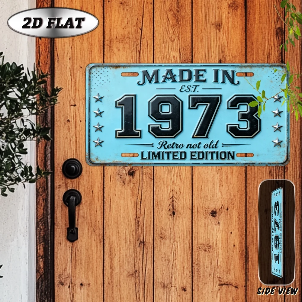 2D Flat, 1pc Vintage 1973 Metal Wall Sign - Retro Aluminum Decoration Plaque 12
