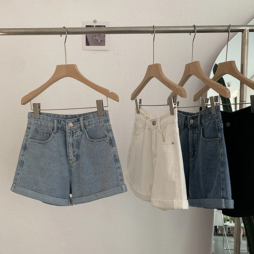 トレンドのカールAラインデニムショートパンツ レディース 夏 ハイウエスト スリム ロールド ジーンズショートパンツ 2025 新作 ガールズ カジュアル スリム ホットパンツ