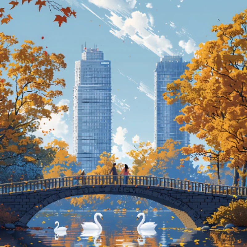 

Paper Adult Jigsaw Puzzle 1000 Pieces Puzzle Toys Urban Fall Lake Puzzle Decorative Painting Exercise Brain Thinking Learning