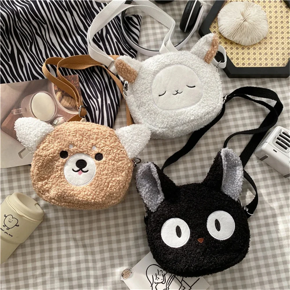 Bolso Kawaii de estilo japonés para mujer, bolso de hombro de felpa de dibujos animados para mujer, nuevo bolso cruzado, bolso pequeño para teléfono y bolso femenino