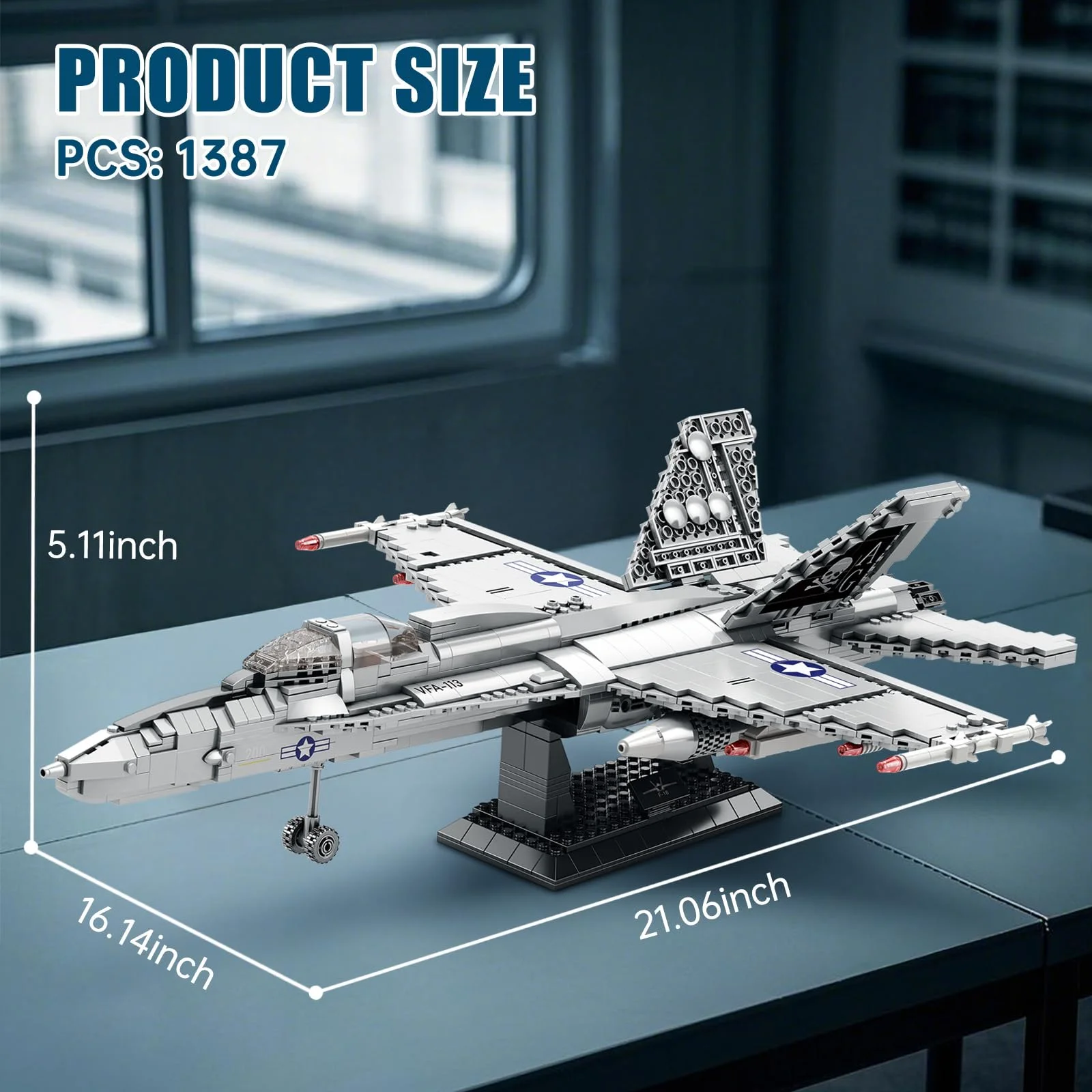 Set di blocchi da costruzione F-18 Strike Hornet Fighter, kit di costruzione Jet Fighter, regalo giocattolo militare per adulti, adolescenti 14+, 1387 pezzi