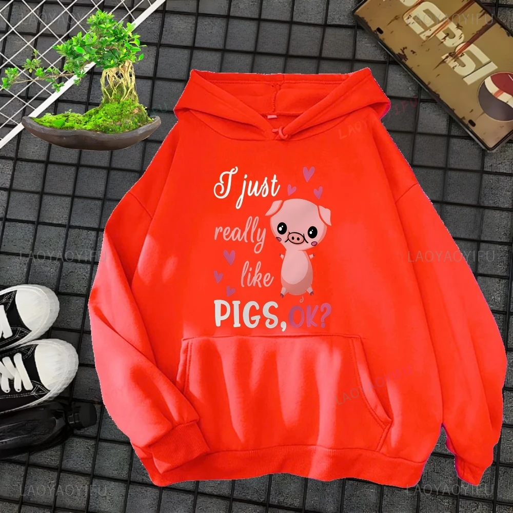 Hoodie. I Really Like Pigs, Okay? Pig's Lover Fall Sweatshirts, Men's and Women's Jumpers, Hoodies, Men's and Women's Streetwear