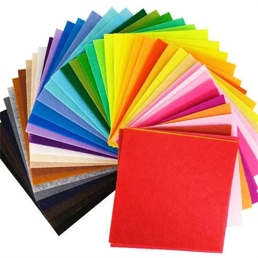 15*15cm 40Pcs Soft Felt Fabric Sheet Assorted Color Patchwork Sewing DIY Craft Squares Nonwoven 1mm Thick Handmade Cloth Weaving