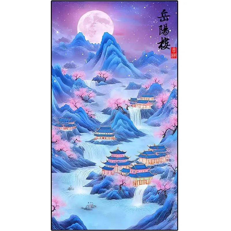 9ct 120x60cm Yueyang Tower Embroidery DIY Chinese Style Printed Kits Cross Stitch Needlework Set Home Decor Crafts