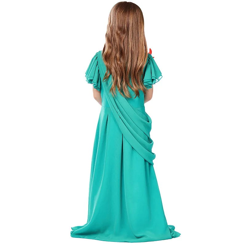 Disfraz de loween Godd Long Dr para padres e hijos, libre para iluminar el mundo, estatua, ropa de rol, talla grande, escenario étnico Co...