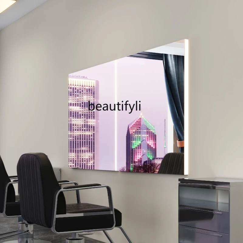 Hair Salon Dressing Table Barber Shop Chase Mirror Hair Corridor Mirror Horizontal Wall-Mounted Hair Cutting Mirror