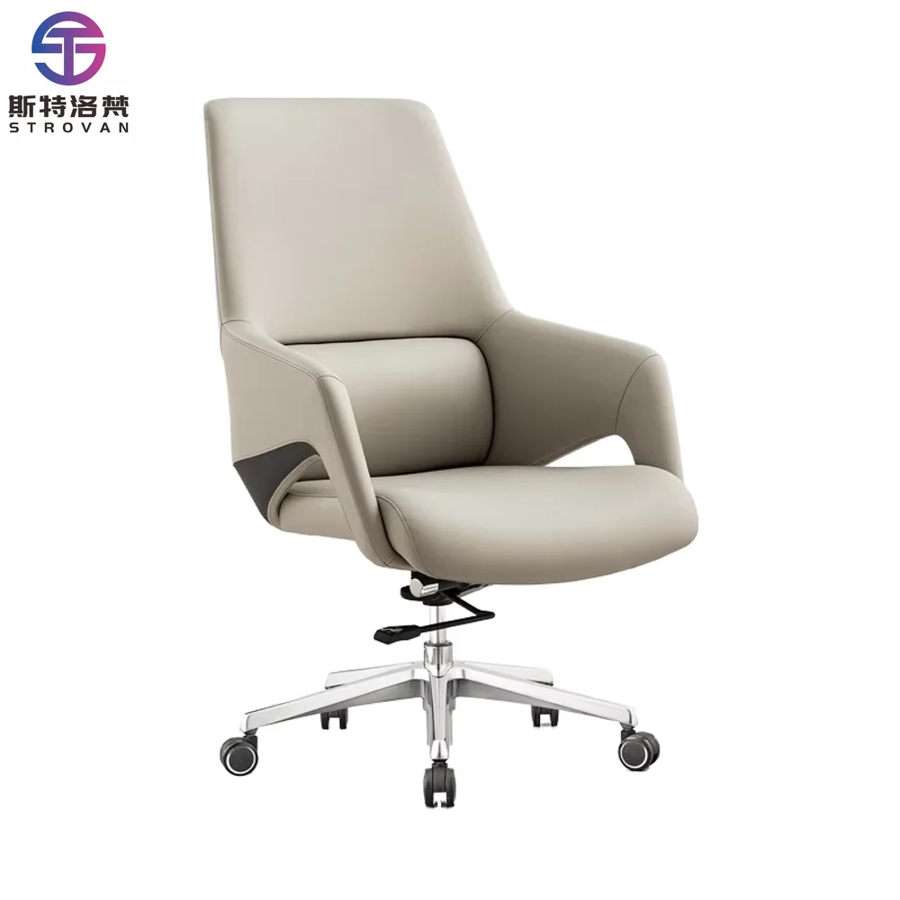 

Luxury Modern Executive Office Chair with Thickened Chassis & Swivel Armrest Long-Life Boss Manager Furniture