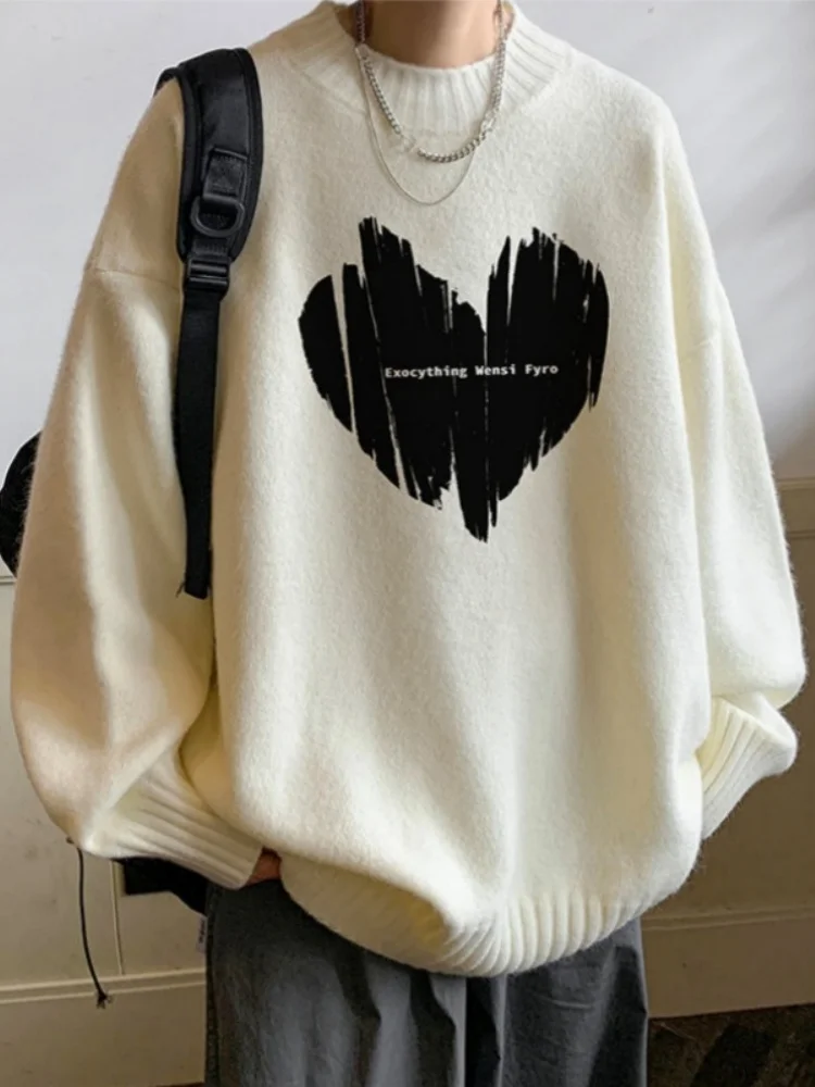 

Мужской свитер с высоким воротником для весны и осени, удобный базовый слой, внутренняя одежда, подростковый американский ретро-стиль, свободный трикотаж