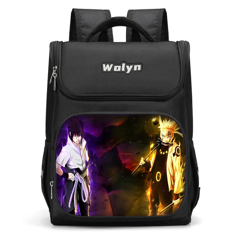 Anime Cool-N-Narutos Sasukes Large Children Backpack School Bag For Boy Girl High Quality Child Bag Durable and Multi Compartmen