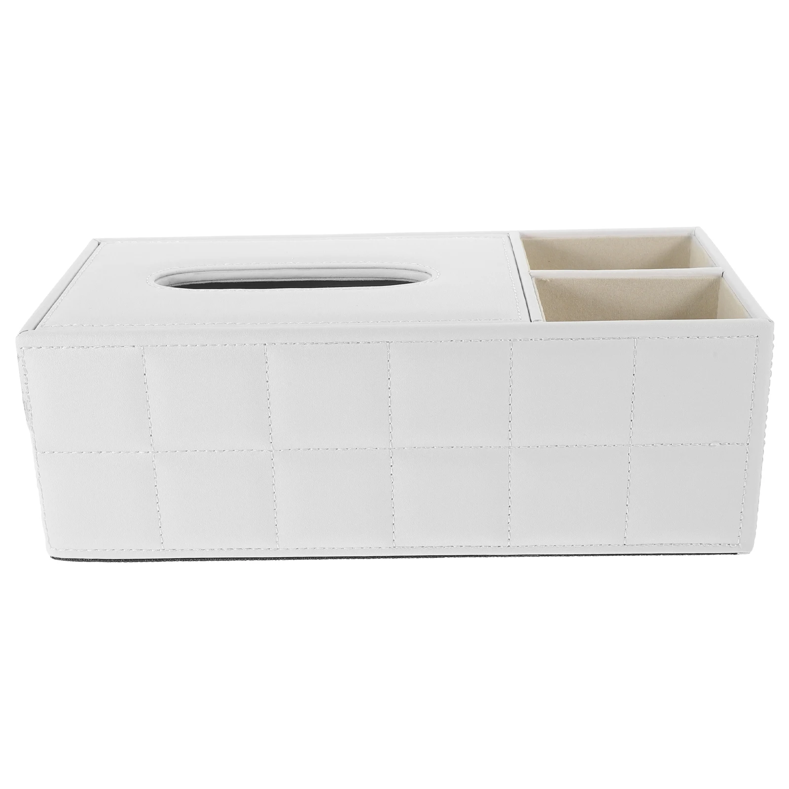 

Multifunctional Desktop Organizer Holder Pencil Scissor Container PU Tissue Box(Quilted Design)