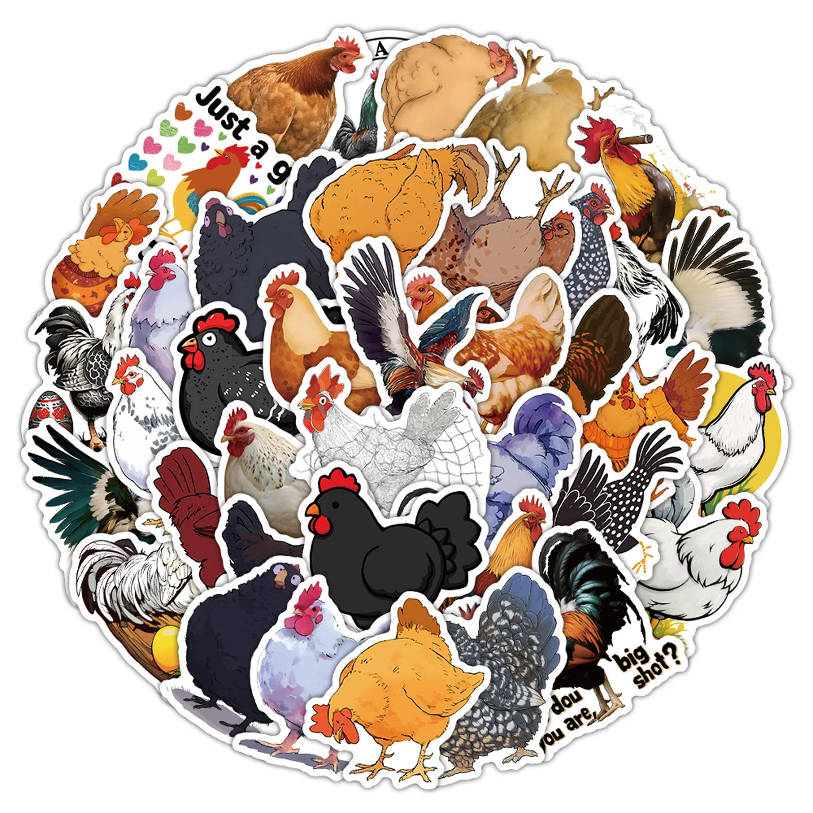 

10/30/63PCS Funny Chicken Cartoon Animal Sticker Personalized Decorative Waterproof Graffiti Decal Kids Toy for Laptop Water Cup