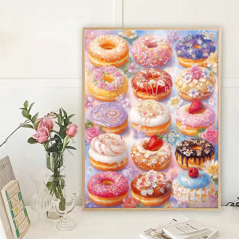 Keyboard Diamond Mosaic Art 100% Fairy Dust Diamond Painting Donut Dessert Cake Cross Stitch Embroidery Fruit Crystal Home Decor