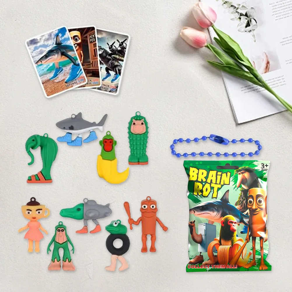 Action Figures Giocattolo Portachiavi 3D Stampato Tung Tung Tung Ciondolo Appeso Tungtung Chiavi Auto Anello per Borse Ciondolo Decor Regalo