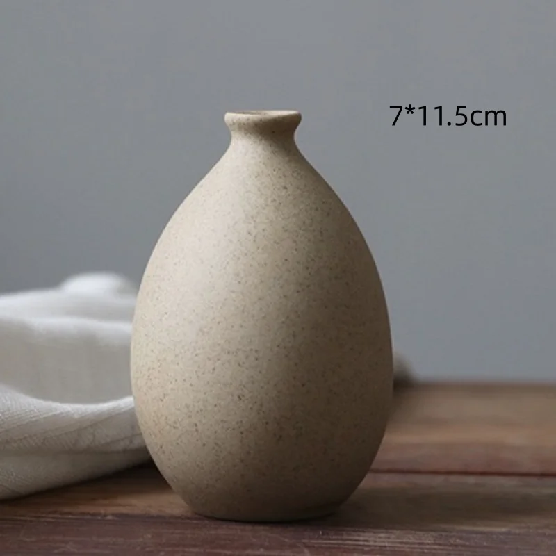 Mini Rough Pottery Bud Vase Wabi-Sabi Matte Ceramic Small Flower Vase Tabletop Decor Home Desktop Ornament For Dried Flowers