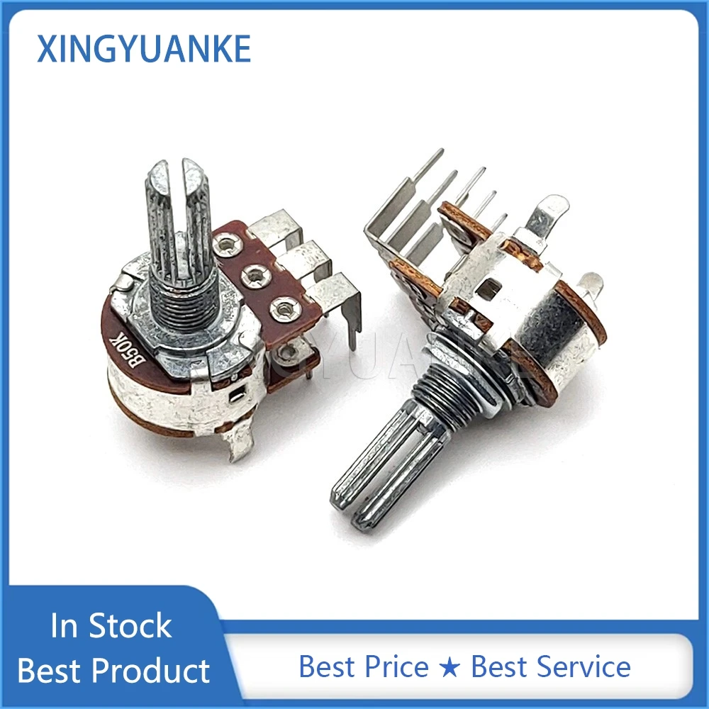 3PCS WH148 16 Type Double Bend Foot B50K Power Amplifier Volume Rotary Adjustable Potentiometer B503 6-Pin Handle Length 20MM