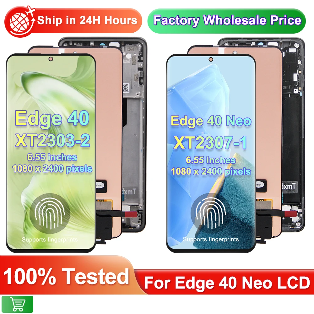 6.55'AMOLED Pantalla For Motorola Edge 40 Neo XT2307-1 LCD Display Touch Screen Replacement For Moto Edge40 XT2303-2 Fingerprint