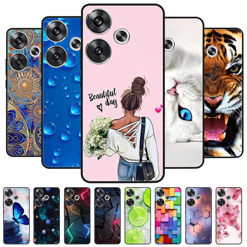 For Xiaomi Poco M6 4G Case Shockproof Soft Silicone TPU Bumper for Poco M6 4G Cover PocoM6 4G 2024 Lovely Luxury Cartoon Fundas