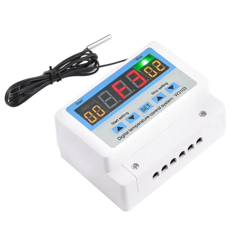 

ABKI-1 шт. W3103 AC 220 В Макс. цифровой термостат 30A Контроллер температуры DC 12 В 24 В Термостат 5000 Вт