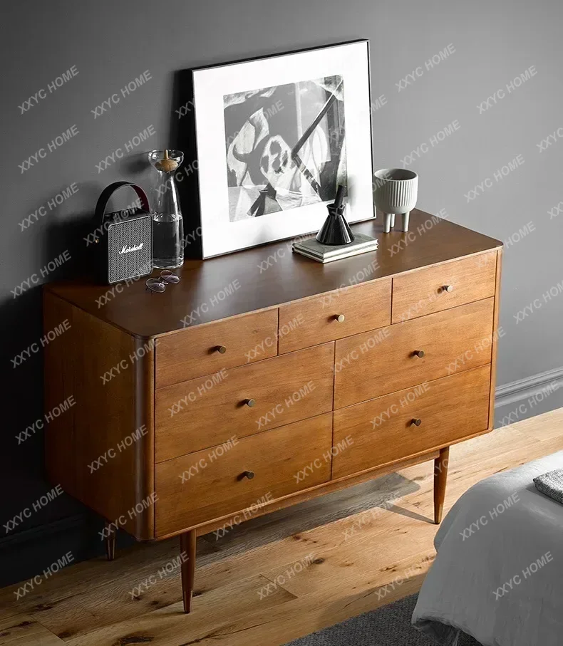 

Y Скандинавский комод из цельного дерева для спальни, средневековый ретро-маленькая квартира, шкаф с 7 ящиками, простой современный шкаф для хранения