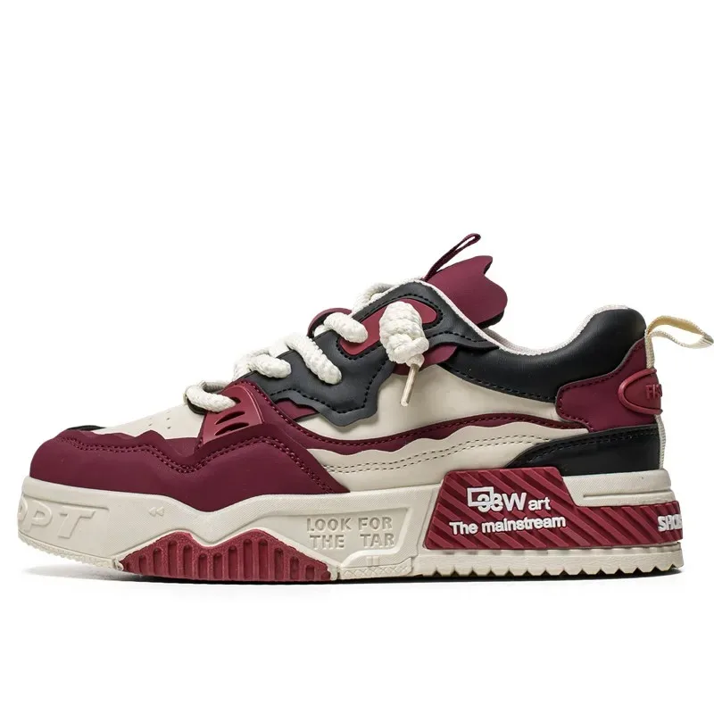 

Men's Fashion Patchwork Sneakers, Colorblock Casual Skate Shoes, Comfort Lace-Up Trainers for Streetwear & Daily Wear