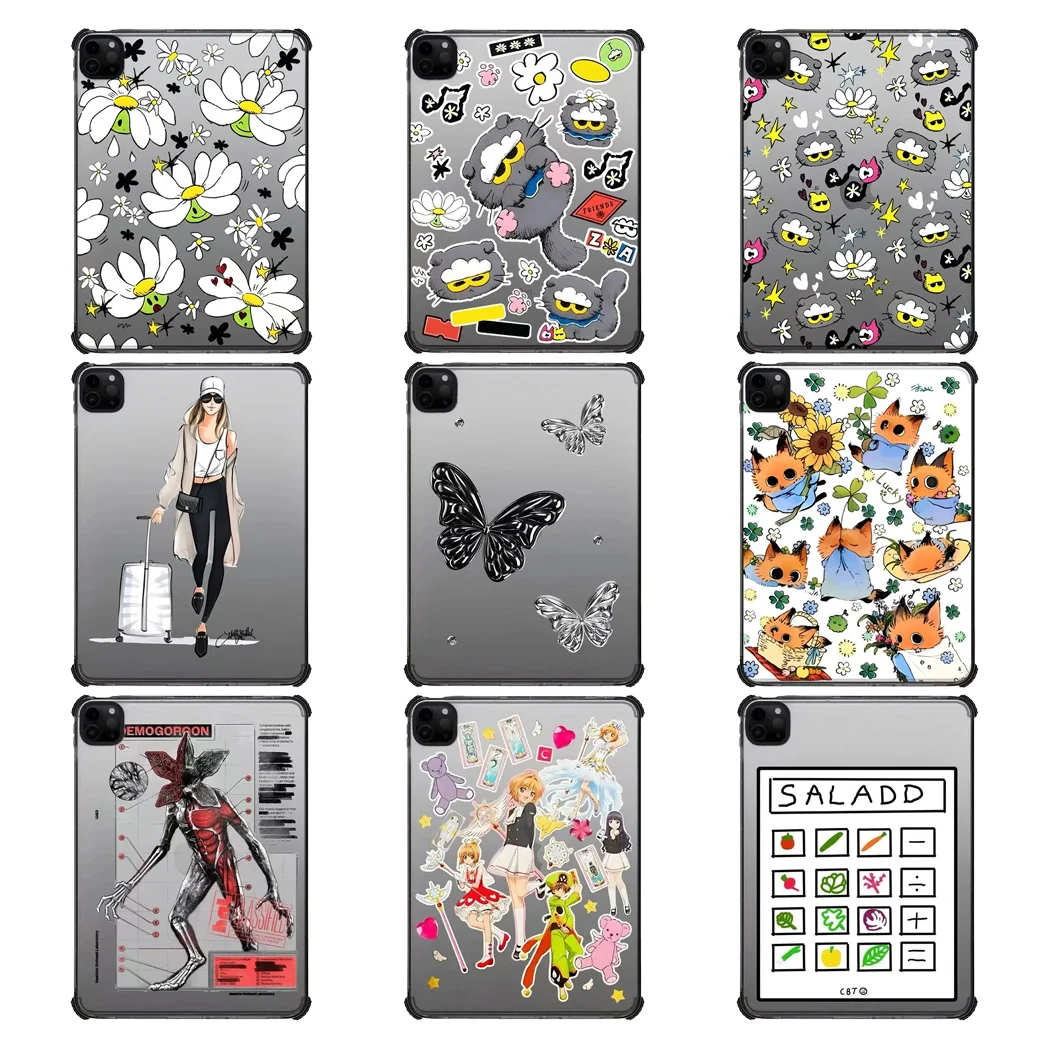 

Акриловый чехол для iPad с бабочкой и цветком для 10,9 дюймов iPad Air 4 5 6 7 11 дюймов 12,9 дюймов iPad Pro 2020 ~ 2025 Защитная задняя крышка