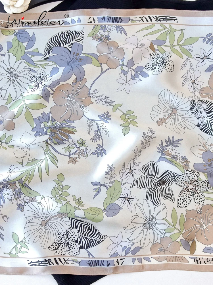 

Шелковый платок Winsleter для женщин, 100% натуральный шелк, элегантный, 53*53 см, с цветочным узором, подарок для мамы, французский шик, весна 2026, новинка A62817CC