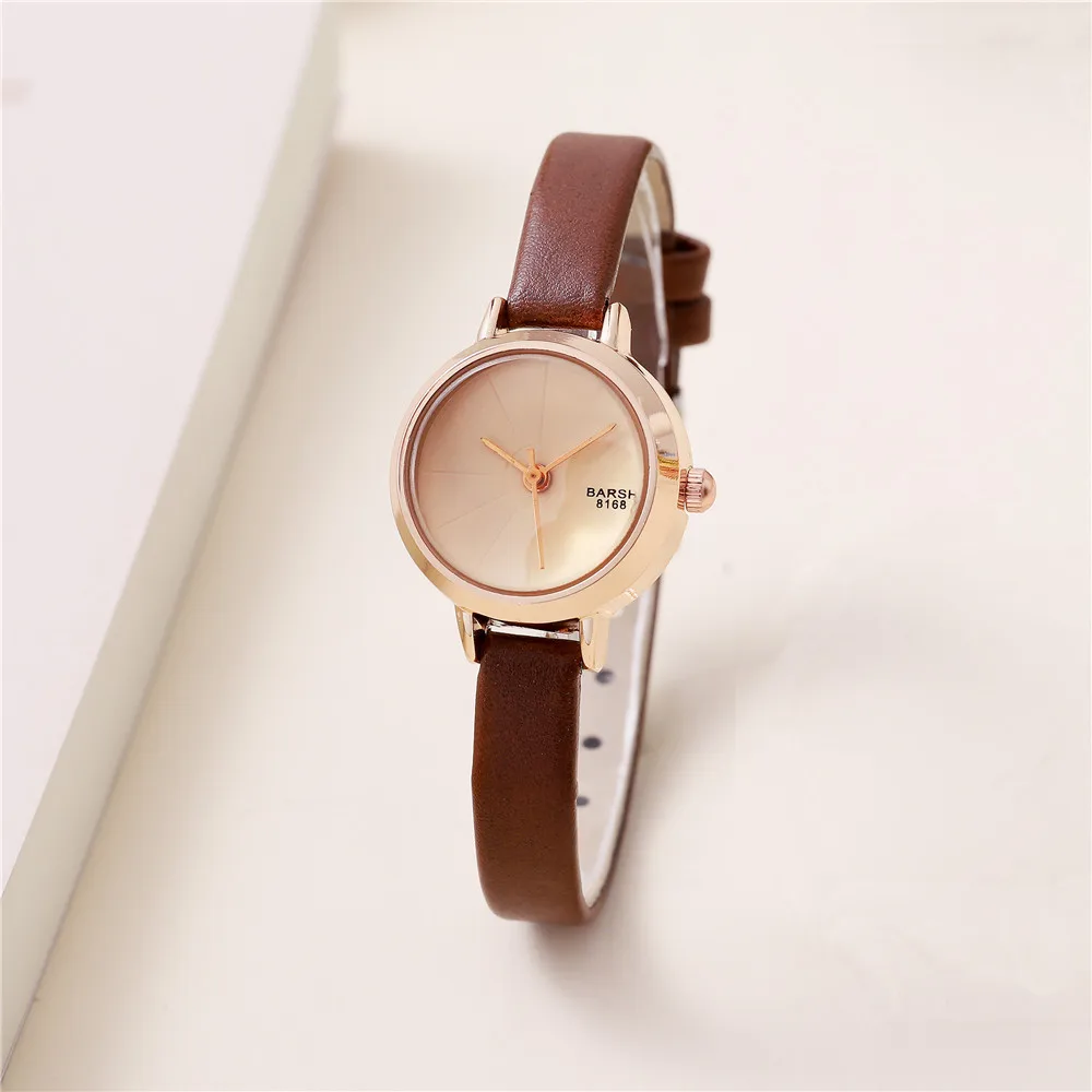 fashion small dial slim leather women lady quartz casual watch