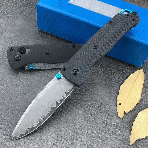 BM 535-3 carbon fiber handle Damascus steel blade outdoor camping Hiking Tactical Tool Rescue multi-purpose pocket folding knife