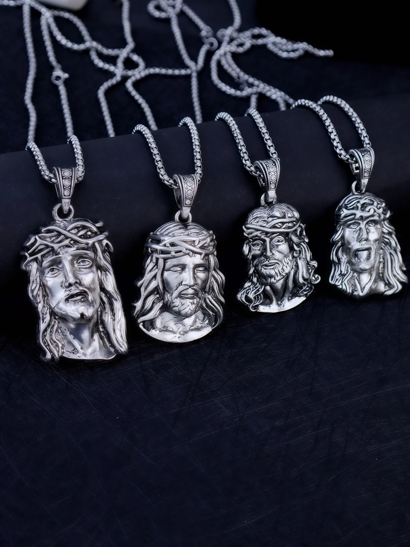 6 Sizes Hip Hop Punk Style God Jesus Head Deluxe Gold Plated Pendant Collar Necklace Figaro Chain Men Women Jewelry