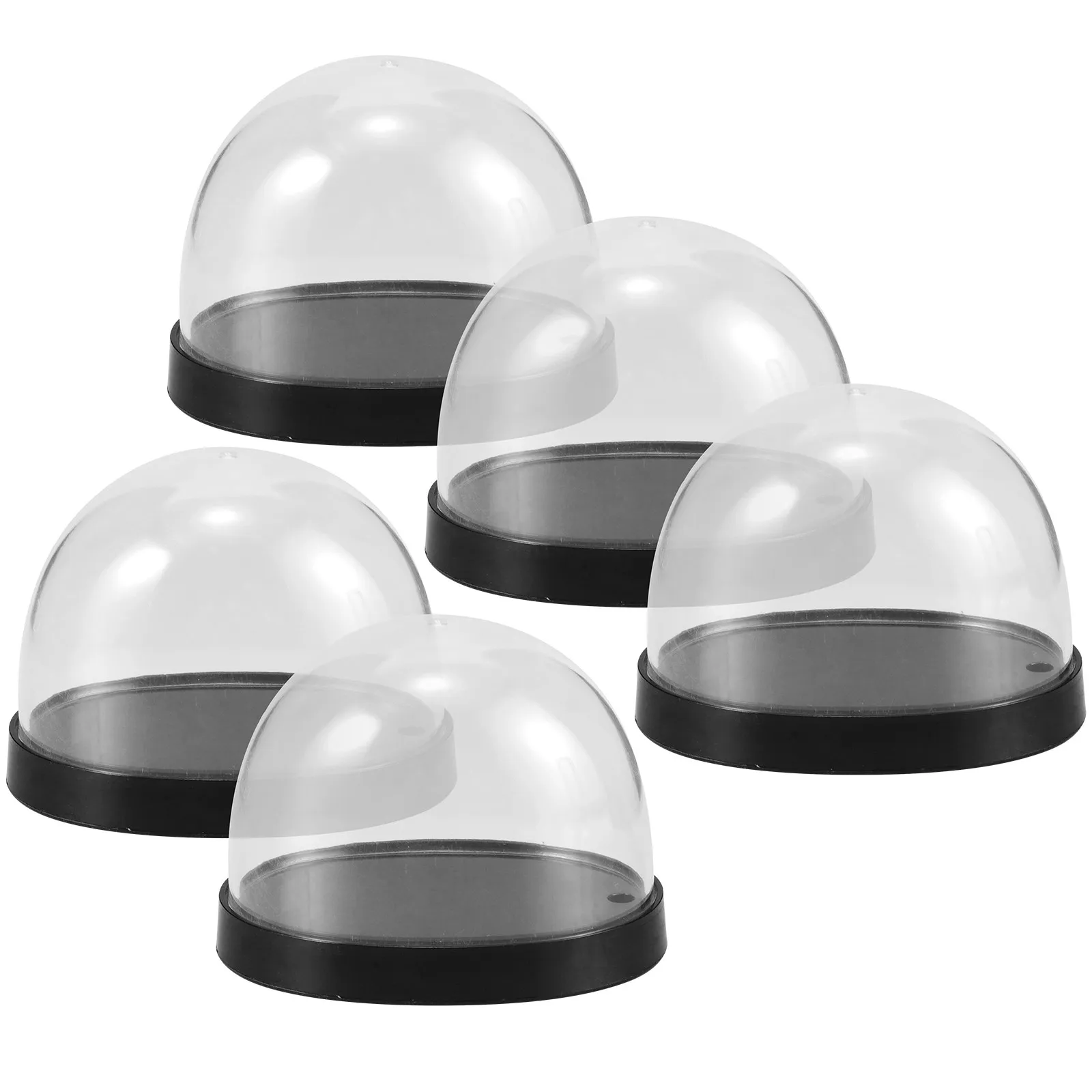 5Sets Premium Transparent Plastic Cloche Dome Set Mini Dome and Tray for Flower Arrangements Home Decor Centerpiece Display Case