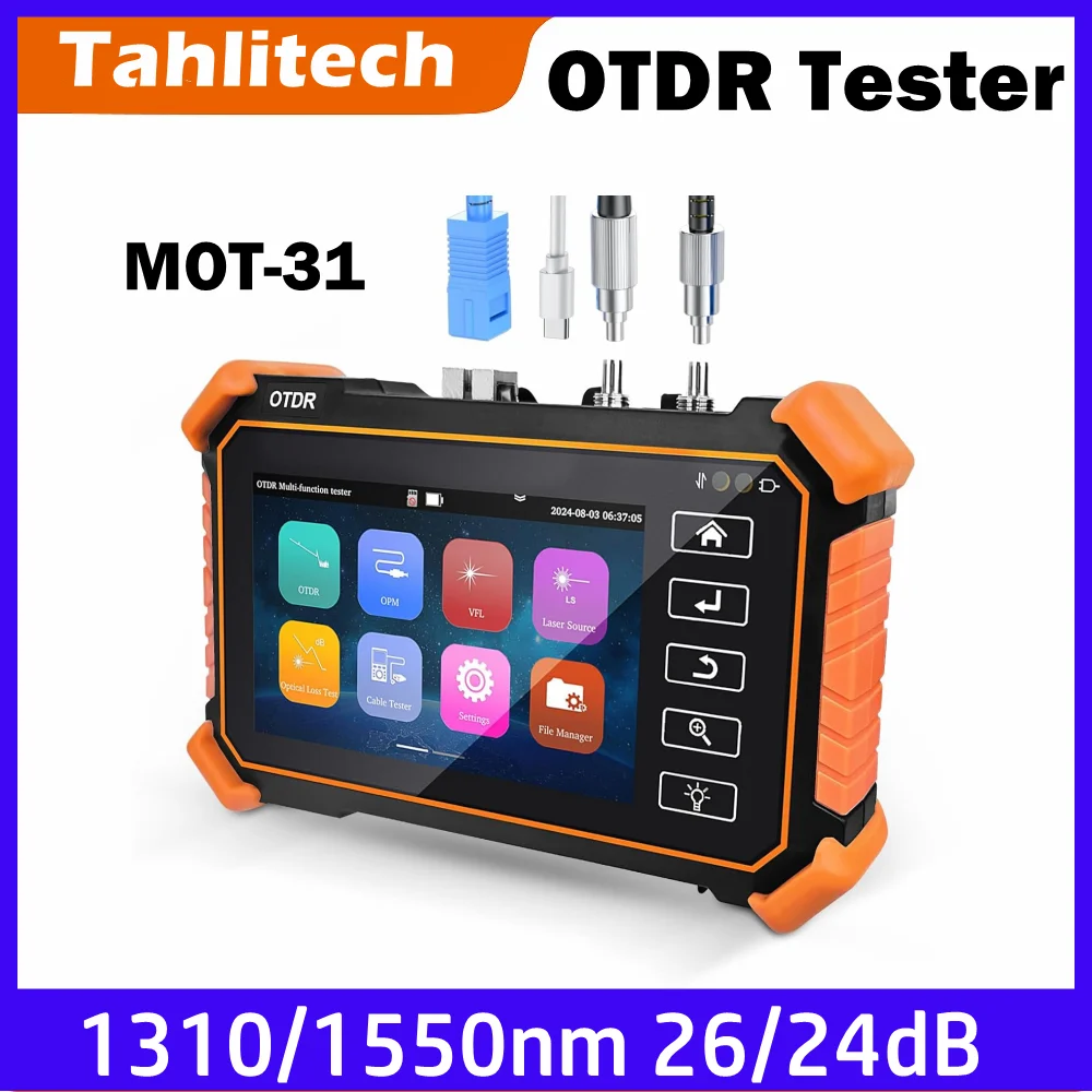 Tahlitech FibER Optic Reflectometer Mini OTDR Tester MOT-31 VFL OLS OPM Event Map 100km Fiber Cable Ethernet Tester