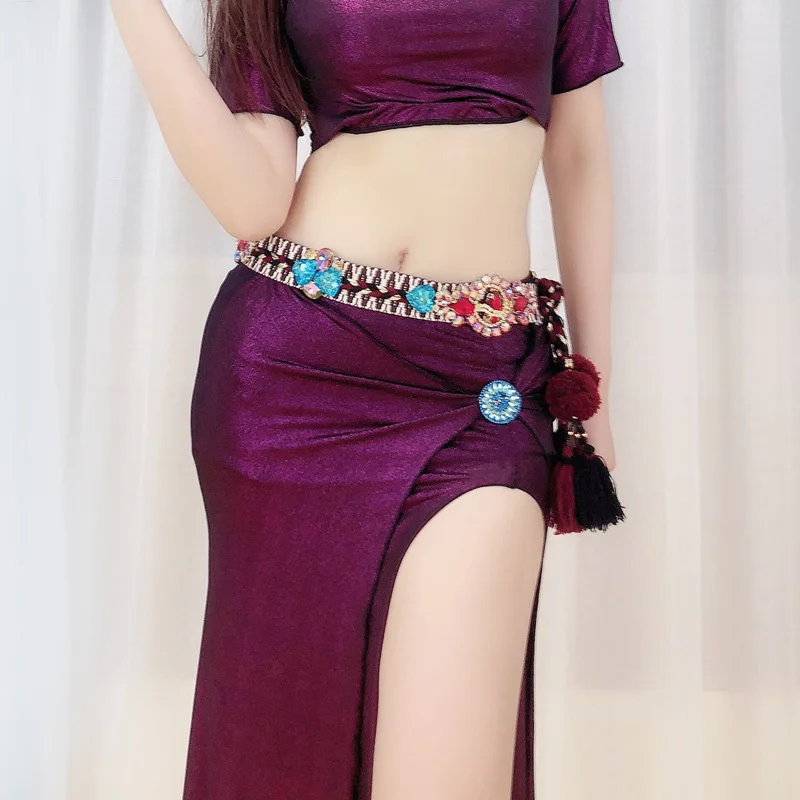 Halloween Belly Dance New Waist Chain Egyptian Exotic Oriental Dance Luxury Diamond Weaving Tassels Versatile Belt