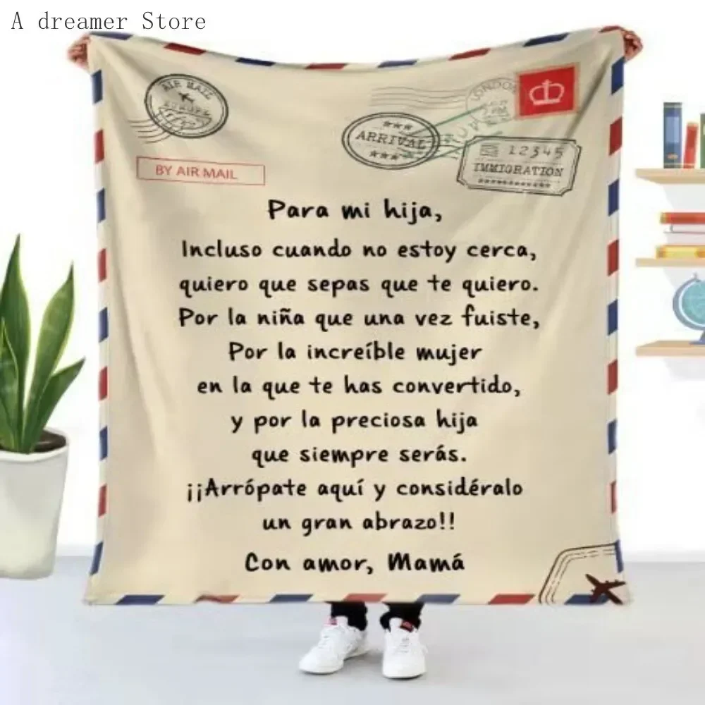 Spanisch an meine Tochter Sohn Decke weiche Flanelldecke für Sofa Bettbezug Express Love Message Decke Geburtstag Weihnachtsgeschenk – Detail 4