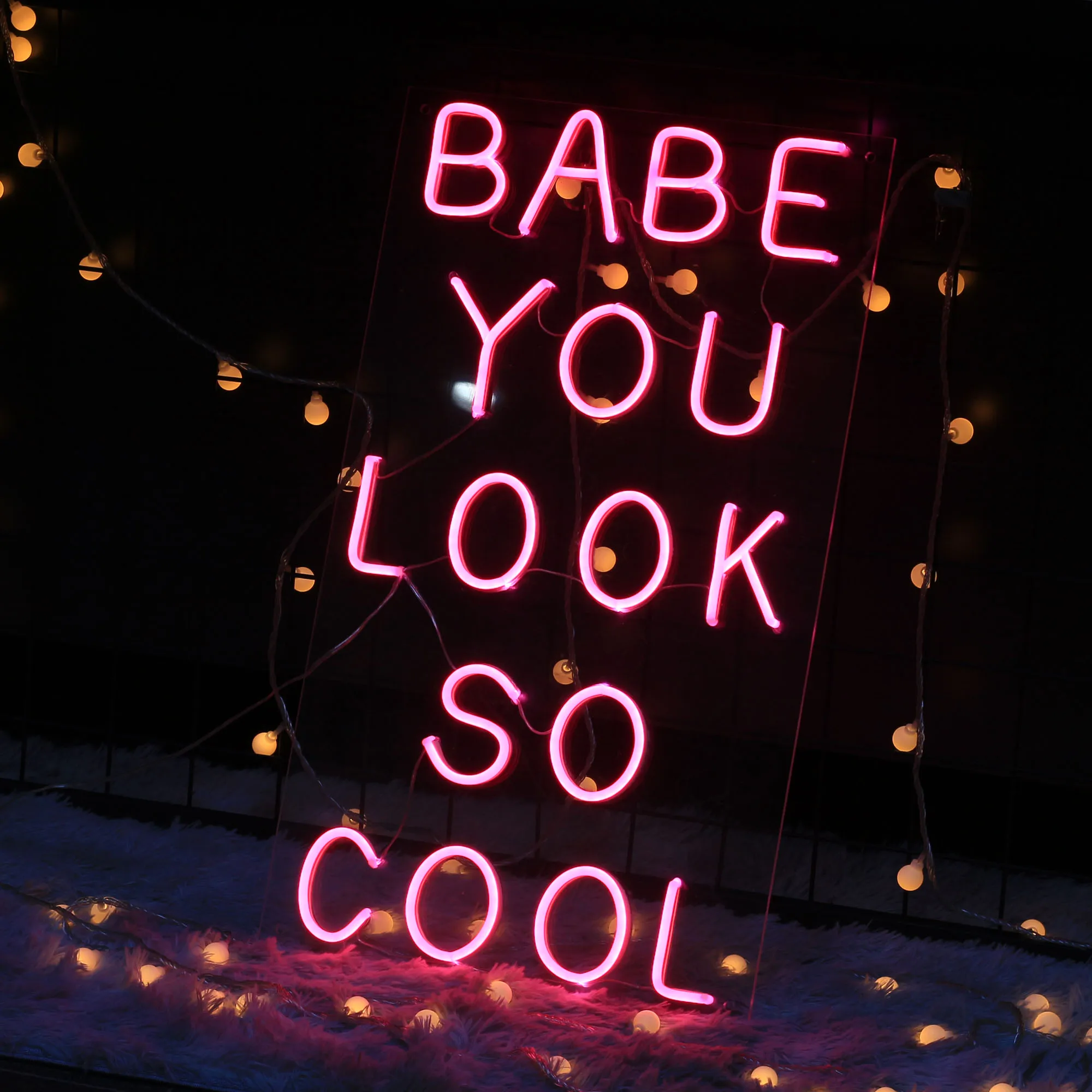 Babe You Look So Cool Neon Sign Custom Living Room Office Home Wall Decor Interior Design Art Led Light Sign Personalized Gift
