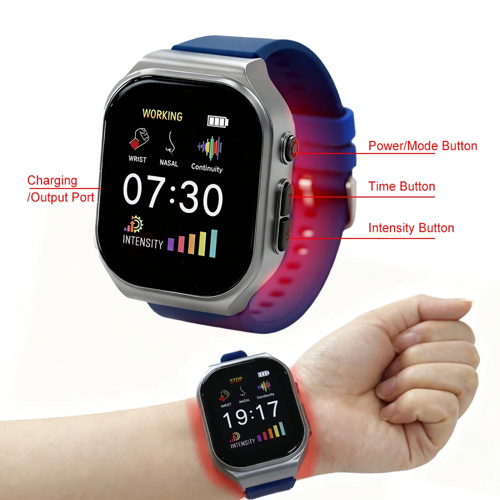 New Upgrade 16 Holes Red Light Irradiation Wrist Apparatus Watch 650nm Tinnitus Rhinitis Care Device With Silicone Sleeve