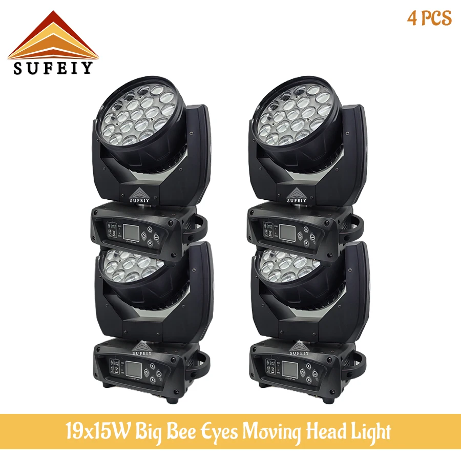 

0 Tax 4Pcs 19x15W NEW Version Of CTO And ECO Function Led Wash Zoom 19x15W Rgbw Moving Head Light Zoom Wash Moving Head Lyre