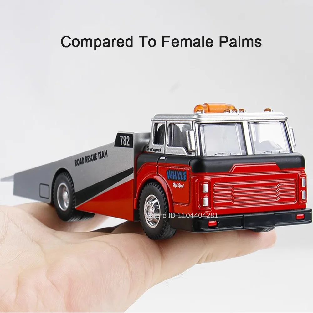 Remorque de Transport de Conteneurs, Modèle Miniature en Alliage, Série de Voitures Moulées Sous Pression avec Nervures, Ensemble de Véhicules Classiques pour Enfants, 1:64