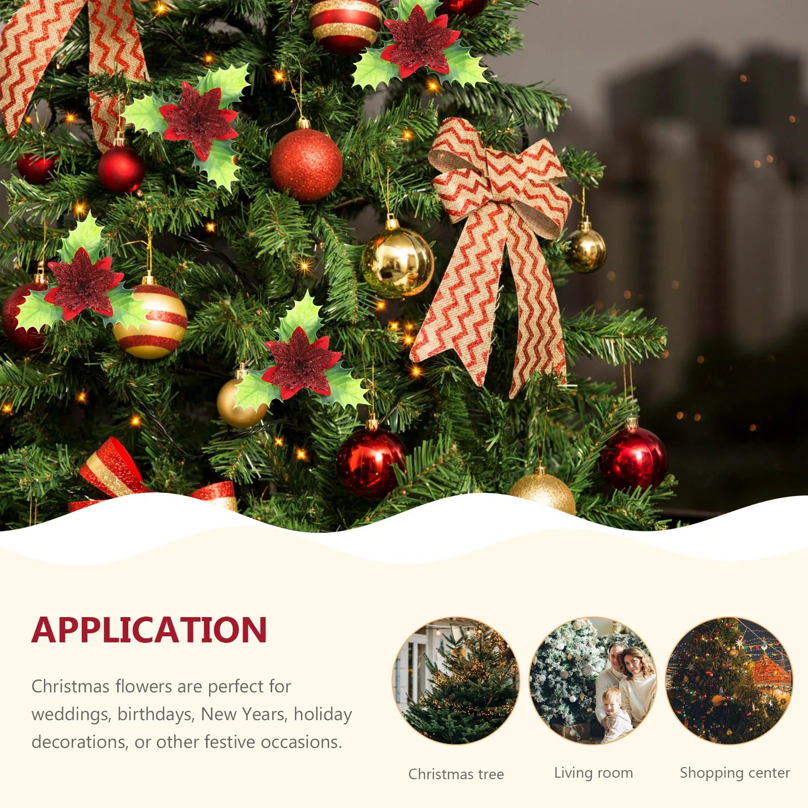 

Christmas Tree Decoration Green Leaves Simulated Flowers Simulation for Decorative Artificial